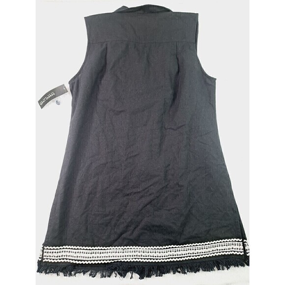 ROBERT Louis Women's Black/White  Sleeveless Button Down Tunic V Neck Size M NWT - Picture 5 of 5